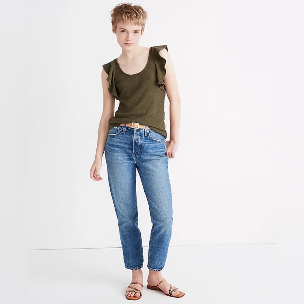Madewell Ruffle-Sleeve Tank Top, Black